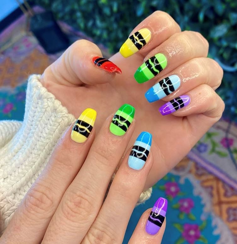 first day of school nails acrylic
