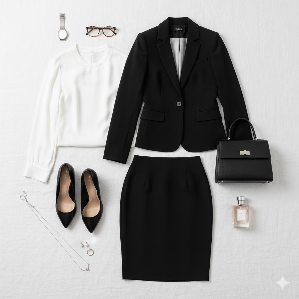 Elegant Women’s Formal Outfit Flat Lay Inspiration