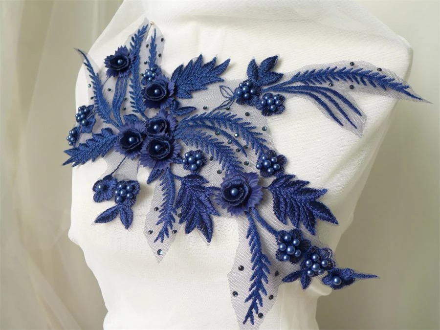 Fashion Navy Beaded Embellishments - Fashion Sootra