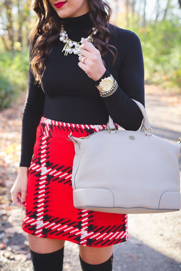 Red Plaid Skirt | A Southern Drawl | Holiday outfits, Red plaid skirt,  Holiday party outfit