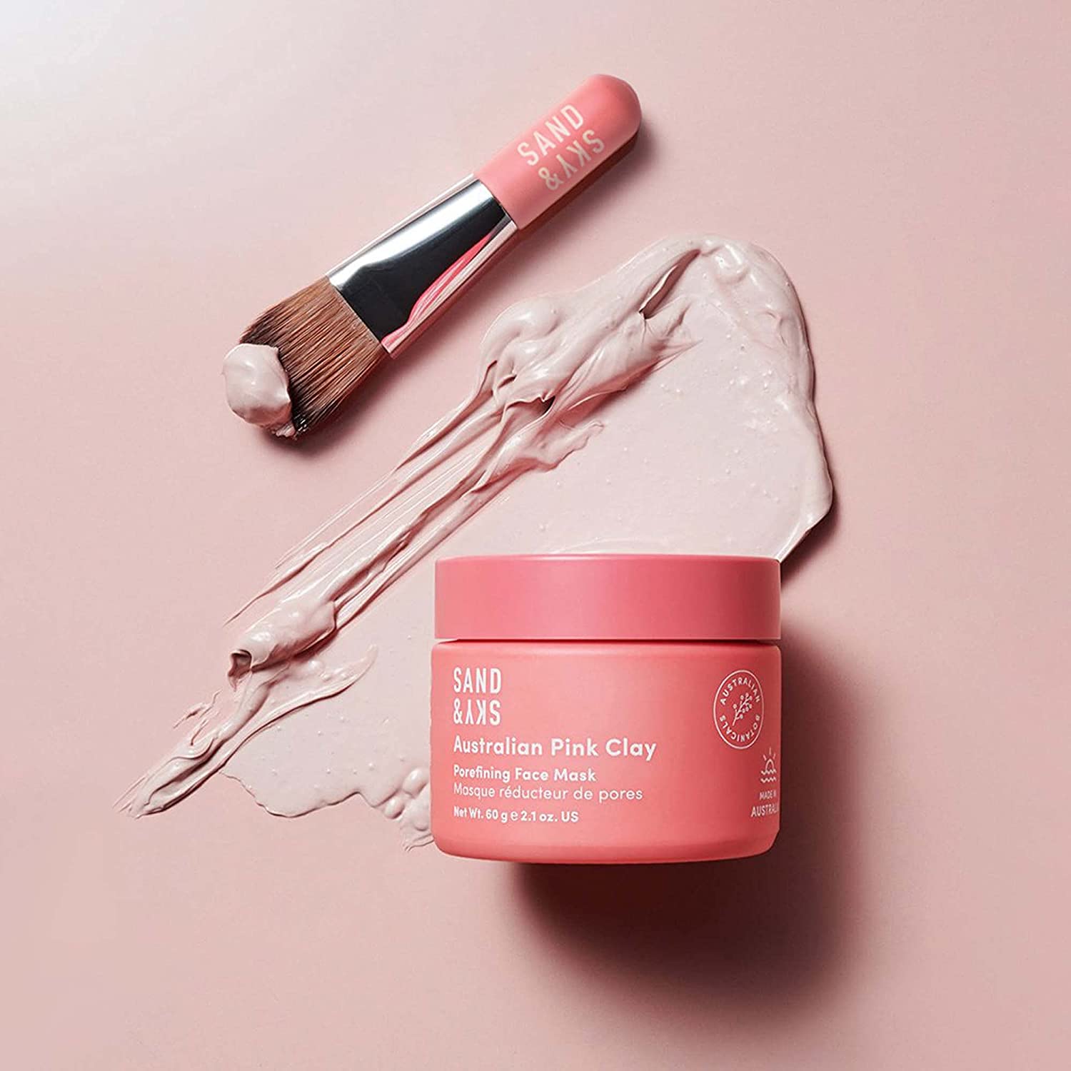 Buy Sand & Sky Australian Pink Clay Porefining Face Mask with applicator Brush, For All Skin Types, 60 gm Online at Low Prices in India - Amazon.in