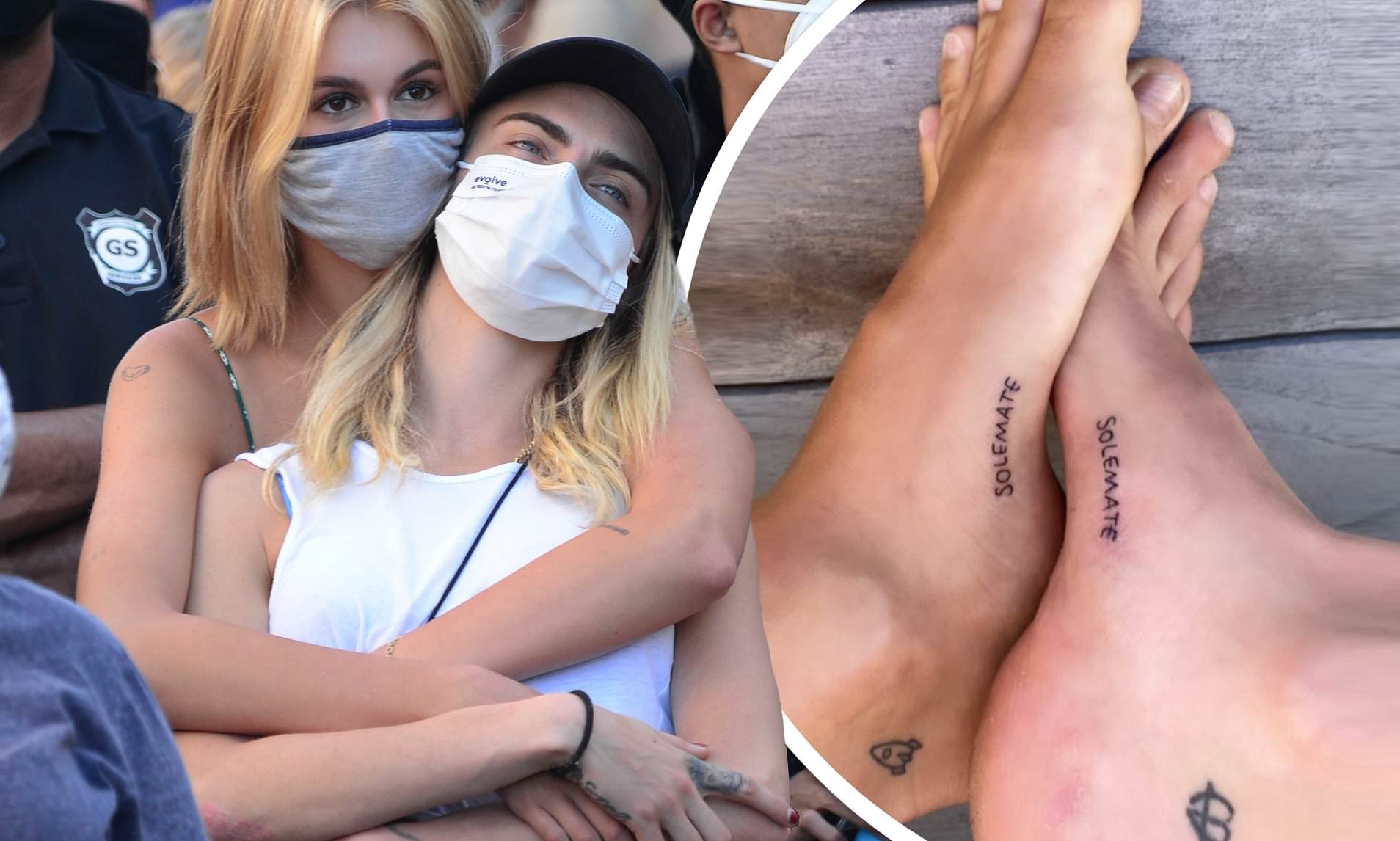 Kaia Gerber and Cara Delevingne have matching foot tattoos | Daily Mail  Online