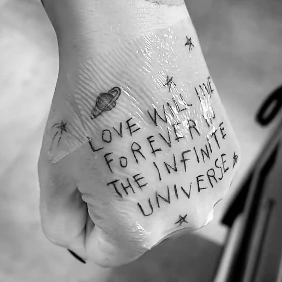 Love will live forever in the infinite universe"