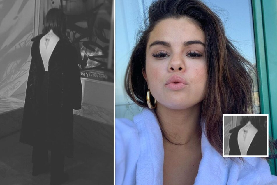 Selena Gomez reveals new back tattoo in mysterious black and white photo |  TAG24