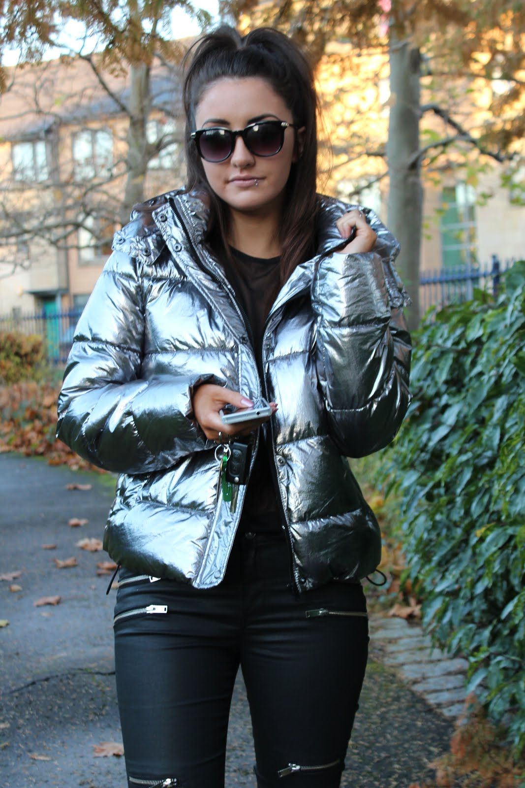 ZARA | This seasons must have silver puffer.. | Puffer jacket women, Leather jackets women, Puffer jacket outfit